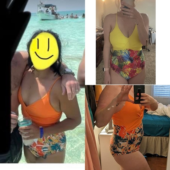 V Neck Push Up One Piece Swimsuit Women Floral Print Sexy Bathing Suit Plunging - Picture 5 of 17